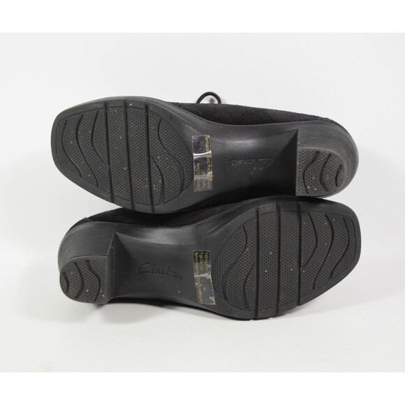 Clarks 80892 Black Leather Suede Lace Up Oxford Pumps Shooties Booties Sz 5M - Picture 6 of 6